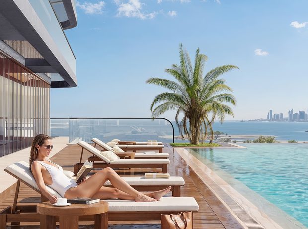 An infinity pool over the water